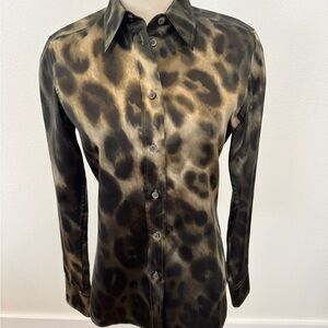 Vintage PRADA 100% Silk Leopard Print Button-Up Shirt – Size IT 38